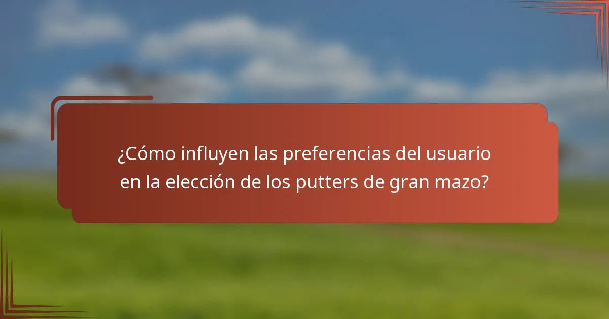 ¿Cómo influyen las preferencias del usuario en la elección de los putters de gran mazo?