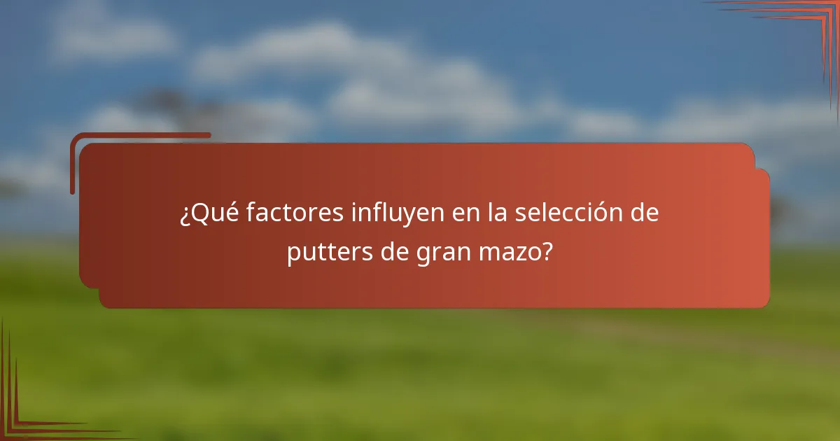 ¿Qué factores influyen en la selección de putters de gran mazo?