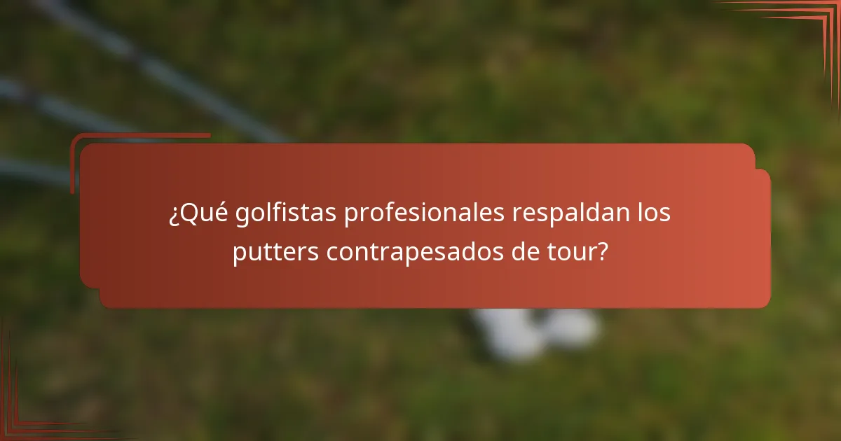 ¿Qué golfistas profesionales respaldan los putters contrapesados de tour?